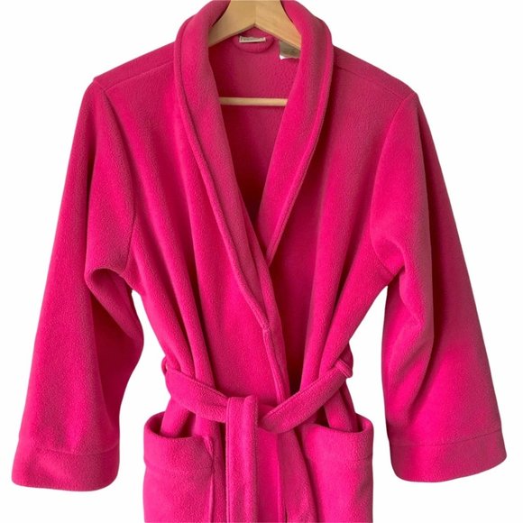 L.L. Bean Kids Fleece Bath Robe Pink Girls L Large 14 16 - Picture 2 of 9